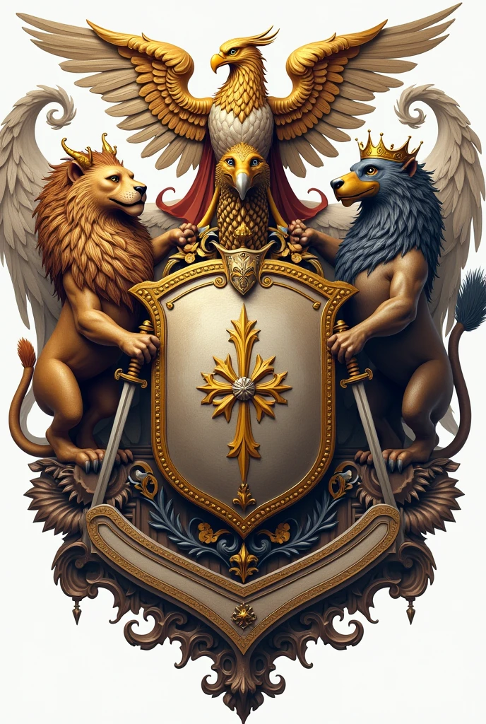 Make a royal logo including royal loin, royal horse and royal eagle. Background Transparent.