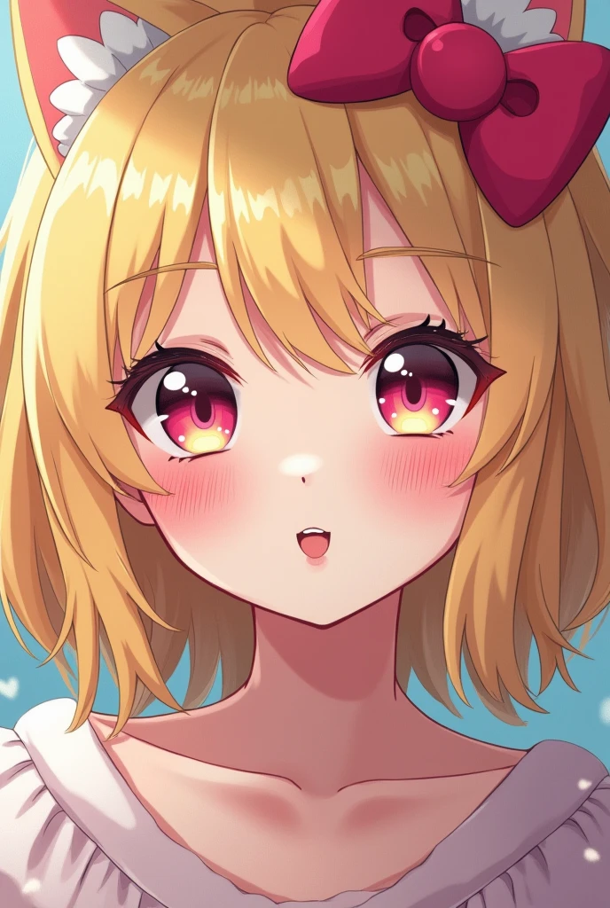 blond girl with hello kitty face paint on her face, very beautiful cute catgirl, wan adorable korean face, cute kawaii girl, cute natural anime face, with cute - fine - face, she has a cute face, belle delphine, ulzzang, with cute doting eyes, clear cute face, kawaii realistic portrait, big round cute eyes