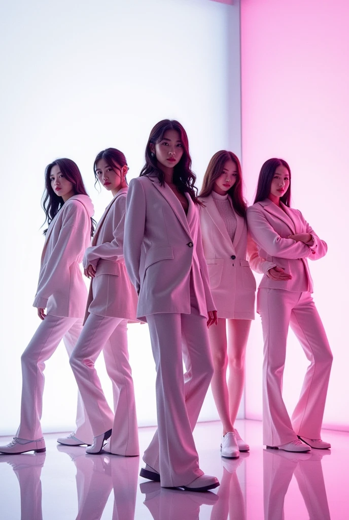 新しいコンセプトアルバムの写真of撮っています. 「Concept photo of female Korean group」of、～Please create it in the style of。 "Feel My Rhythm"