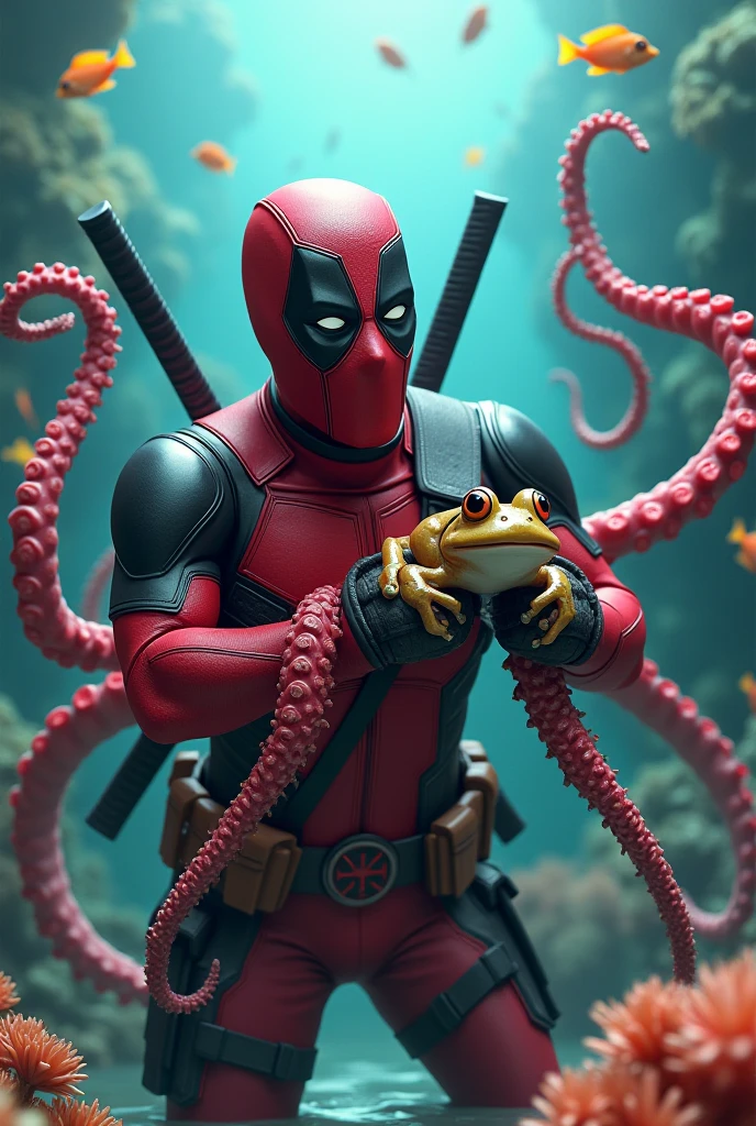 Deadpool, Superhero, Tentacle entanglement,, monster breeding, wet, slime, tentacles, slimy tentacles, monster and human breeding, Deep into the mouth, pectoral