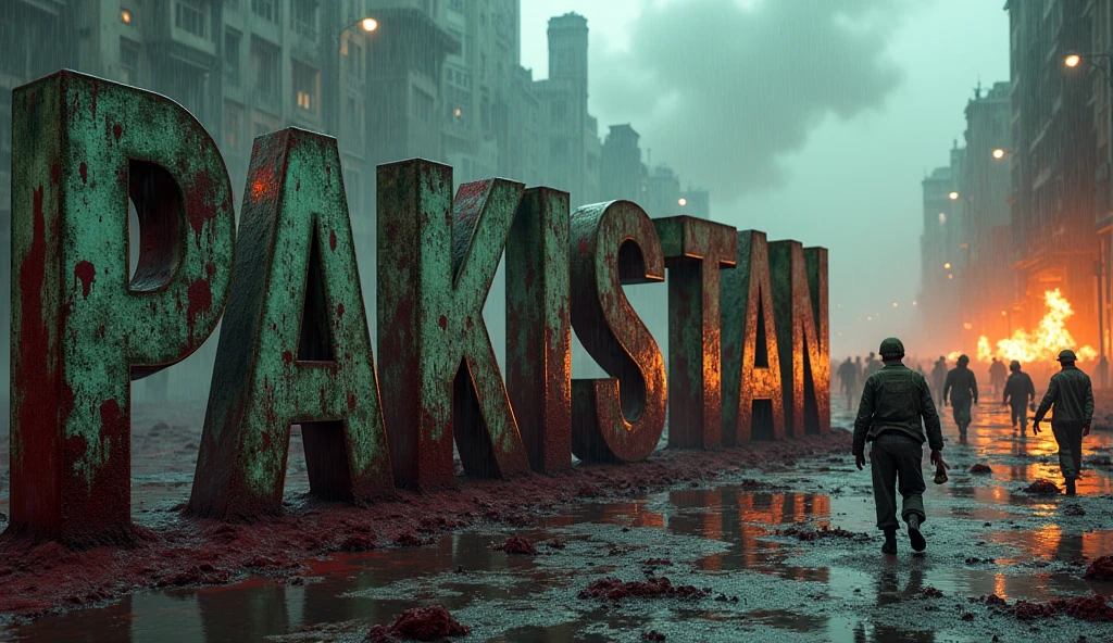 Pakistani Flag as prison with poor people