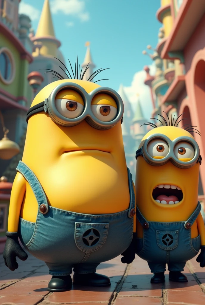 minions laughing looking at gru trying to know his kg on a scale