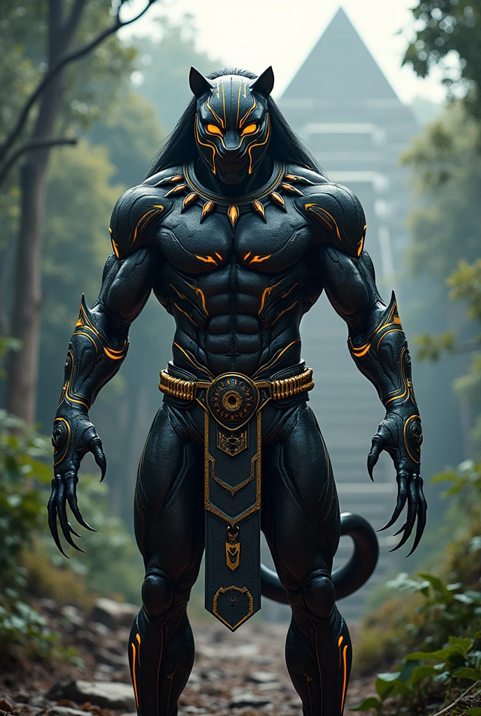 Indian style black panther suit ,realistic, unreal engine,fully detailed 