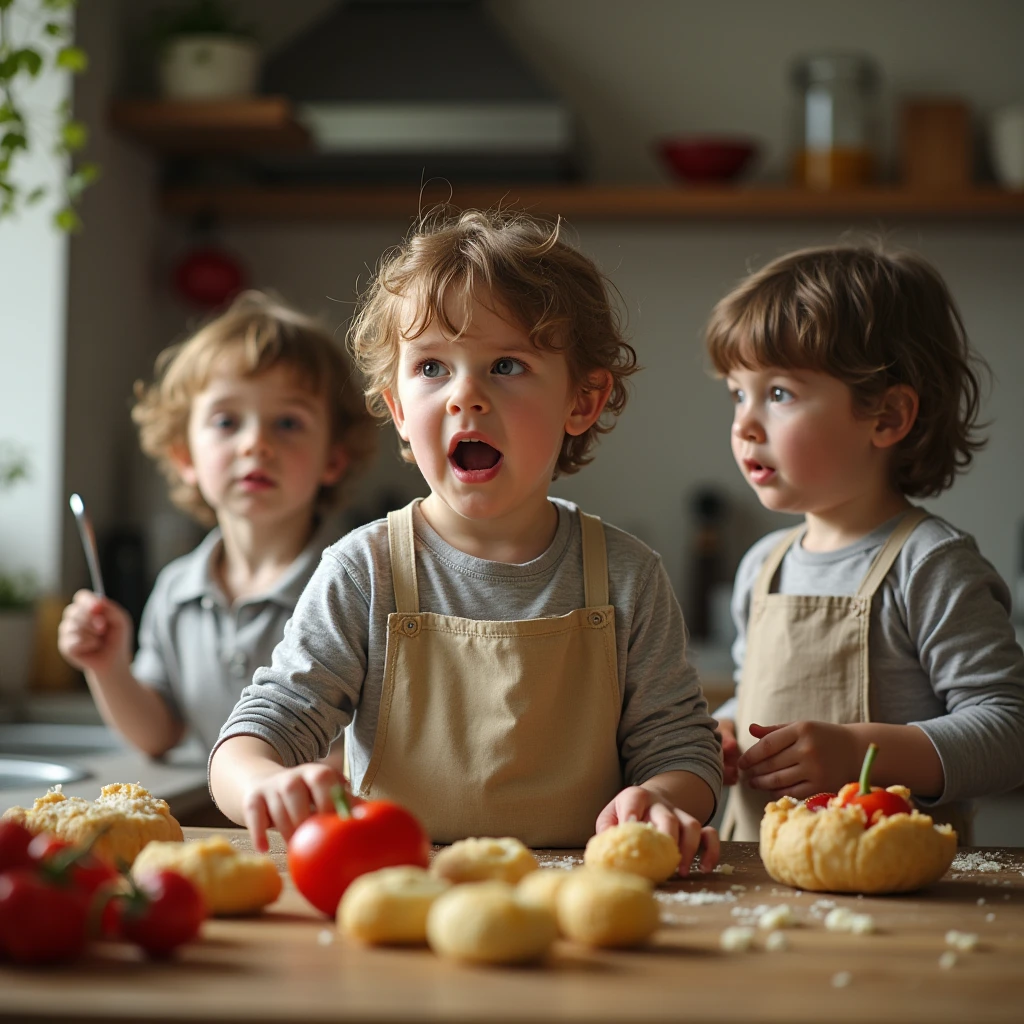 Hungry boy and girl screaming 







