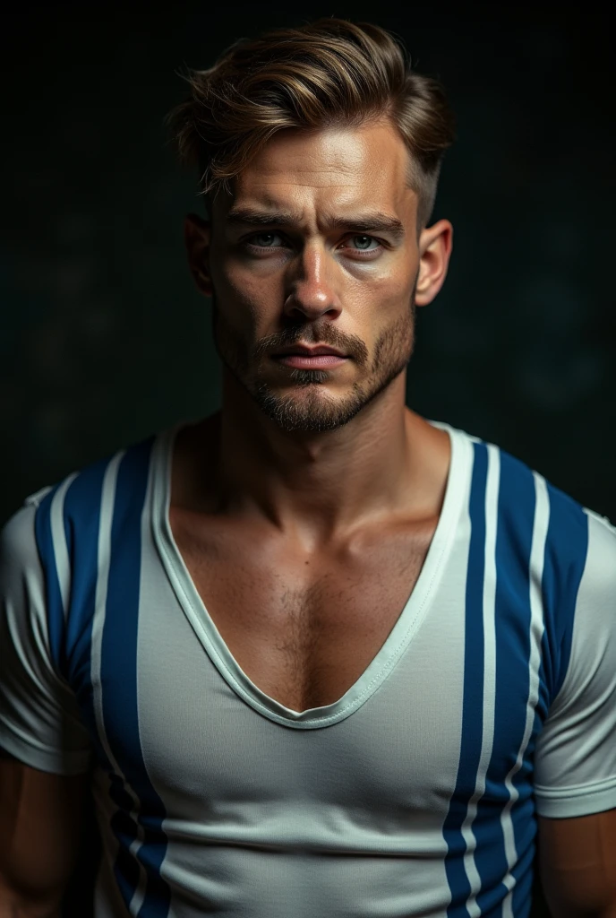 roma blonde british royalty sexy blue blood. 8k resolution, Model 25 years old, European German Male, blue eyes, blonde hair and hair. HD 4K detail of handsome handsome man face with short blonde hair and piercing blue eyes. he was tall and muscular, with broad shoulders and a strong, athletic build. He had a quiet confidence about him and a calm, assured demeanor that made him look like he could handle any situation. scenario takes place in a hyper-detailed palace. photorealistic. high quality.8k, body shot Navy amarduta costume roman warrior jewelry silver blue and Aruba (blue green), Hiperdetallado, ultra sharp, 8k, (incredibly detailed : 1.5), full body shots by IRO, 20 megapixels, Canon E OS R3, Fully Detailed, Greek Demigod
