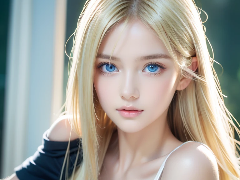 Her blonde hair blowing in the strong wind gets in the way of her cute face..、bangs flowing between the eyes、sexy big breasts、14 year old cute little beautiful face、Shining bright straight super long blonde hair、Long smooth bangs that cover between the cute and beautiful eyes、too long straight silky hair、sexy and cute beautiful young girl、clear, white and shiny skin、shiny skin、beautiful face、cheek gloss highlight、Beautiful pale blue eyes that shine so brightly、very big eyes、small face beauty、perfect beauty、