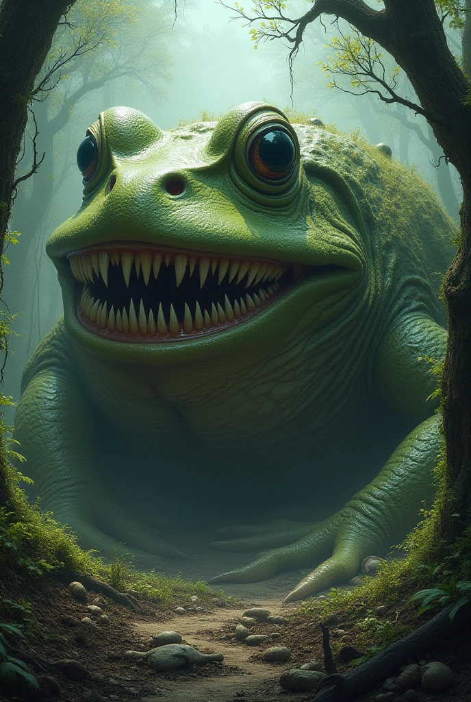 A terrifying toad in the swamp