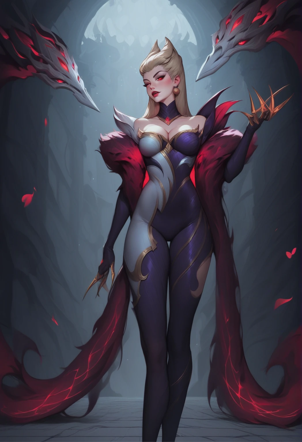 (large breasts), full body, (masterpiece, best quality, ultra-detailed, highres), (sidelighting, lustrous skin), (bloom), (shine), lighting, bokeh, ray tracing, long hair, white hair, braid hair ornament, underboob cutout, chinese clothes , silver eyes , hair over one eye, (hair ornament) ,white chinese breast curtain, tassel earpiece, high heels, floating ice, ((snow)), sprint water, trees, flower, shenhe \(genshin impact\), lace pantyhose, whirlwind of water