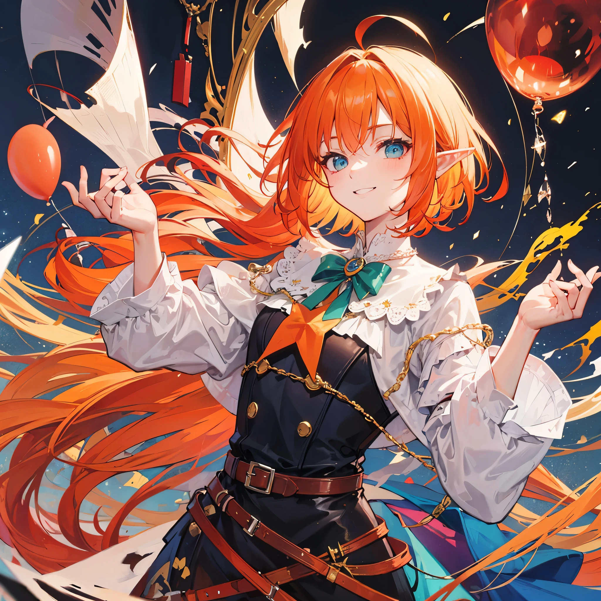 ((Masterpiece: 1.5, best quality, high resolution: 1.3, super resolution, super detailed, ultra detailed: 1.3, rich background: 1.2, Perfect Anatomy:1.5, 1 woman) pale skin + light red hair + curly hair + green eyes + female figure + freckles on her nose (school uniform, big and long cardigan) ((open eyes, smile, large scar on her neck, friendly atmosphere)) ((colors) for clothing: navy blue, red, white, cream))
