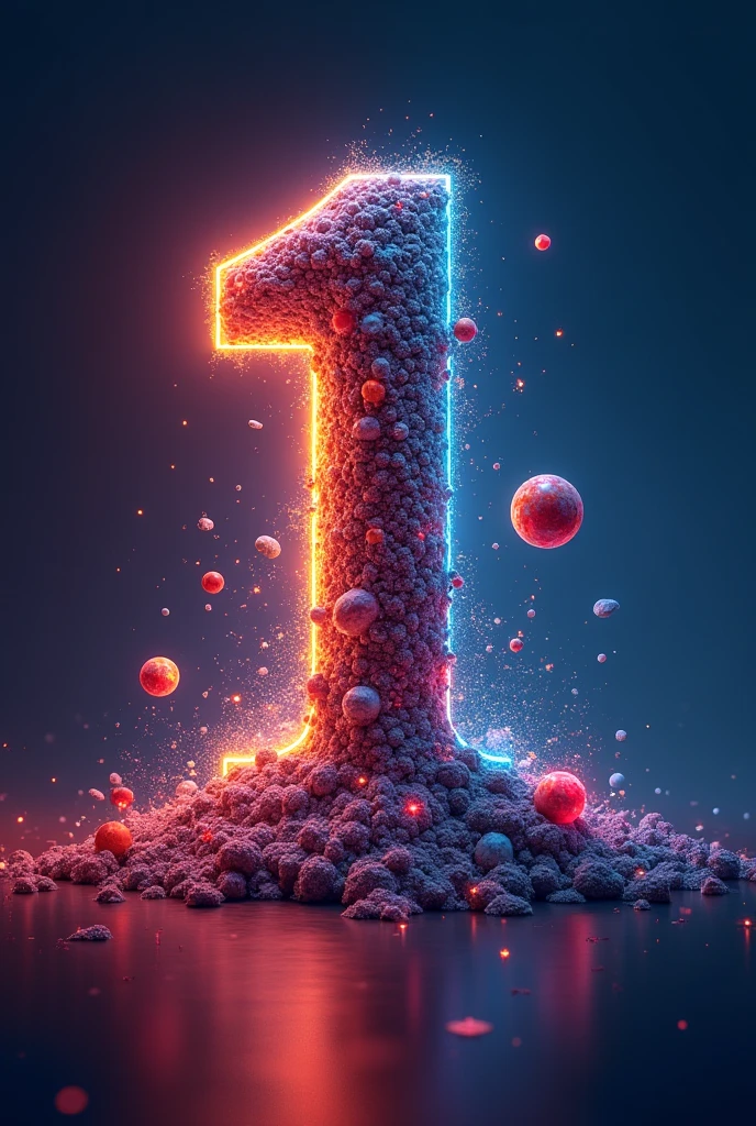 A big number "1",write "year" at the left bottom corner of the number, background celebration theam