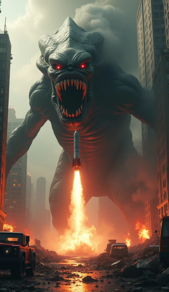 <lora:Cloverfield Monster:0.9>
Cloverfield Monster a demonic creature is attacking a fire hydrant,open mouth,teeth,tongue,no humans,fire,sharp teeth,building,claws,monster,city,giant,explosion,destruction,kaijuu , horror, cinematic, film, A monster movie, monster film, creature feature or giant monster film style