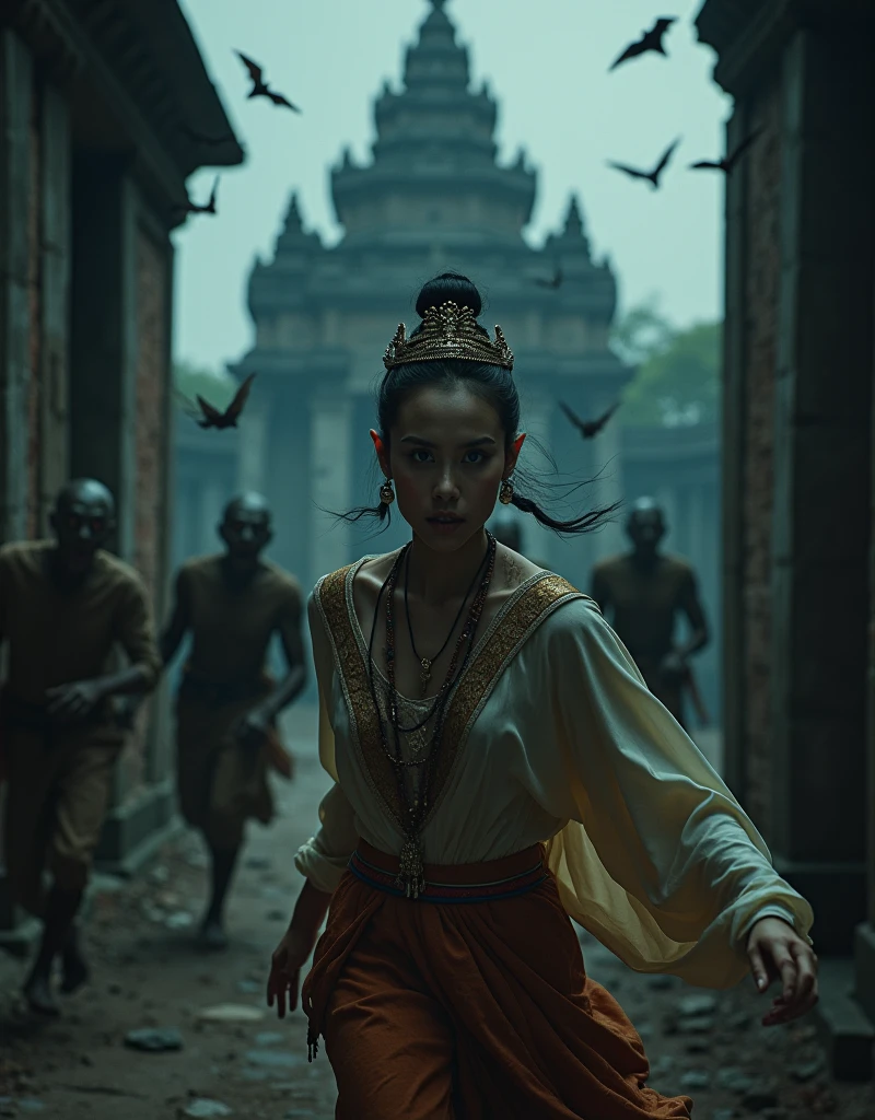 Portrait of Abigail: , (Asian woman), (Ancient female priest), ((Thai face)), (Country girl), (beautiful), (detailed face), ((The face has a strong Thai identity.)), ((naked)), ((Bare lower body)), ((NUDE))
, with beautiful and intense facial features
, surrounded by many warriors fighting and many injured or fallen. The scene is strong and intense
, short hair, สาวbeautifulมีกล้ามหน้าท้องเพรียวบาง: 1.4, Six pack abs: 1.4, Chest Botox, small, perfect athlete body, (There is a yantra tattoo.), slim, (See the legs), legs details, (Barefoot), ((see full body))
, ((looking at the audience)), (proportional figure), very detailed image
, ((standing in a sacred temple)), ((performing a ritual to worship an ancient deity, with many people attending the ritual))
, very detailed image, realistic, Highly detailed, perfect composition
, beautiful, There are complicated details., Incredible detail
, Artistic photography in 8k, There are too many details., Masterpiece