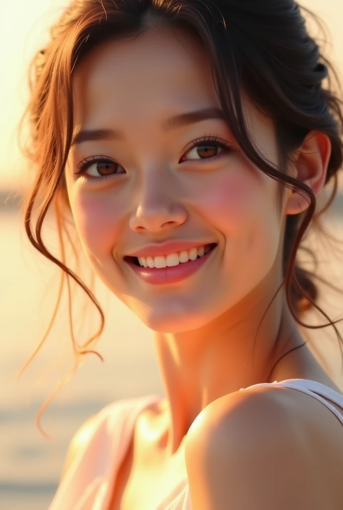 (Highest quality、masterpiece、8K、Best image quality、Hyperrealism、Award-winning works)、1 Girl、((Whole body image))、Soft indirect lighting、Soft and delicate light、Romantic lighting、Great cinema lighting、(The most beautiful smile is looking at me:1.1、Accurate anatomy、beautiful Glossy Lipstick, Natural Color、Natural Makeup、Glossy Lips、Ultra HD glossy skin、ultra-high definition radiation, beautiful Skin、Moisturized, beautiful skin、beautiful, Glowing Skin、Ultra-high definition glossy lips、Ultra HD Shining Eyes、smile、Pool、tracing:1.3)、(Detailed lighting、Highly detailed skin、Highly detailed hair、Shadow、8K)、Look at the people watching、(High key lighting)、masterpiece、Highest quality、Highest quality、Official Art、8k wallpaper、High resolution、超High resolution、Super detailed、Beautiful and aesthetic