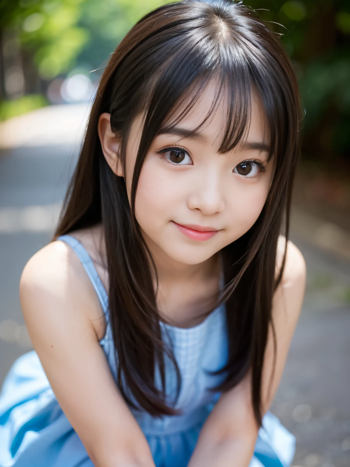 8K,Japanese,8--old,ocent face,girl,cute,black hair,hair clip,nude,young body,young face