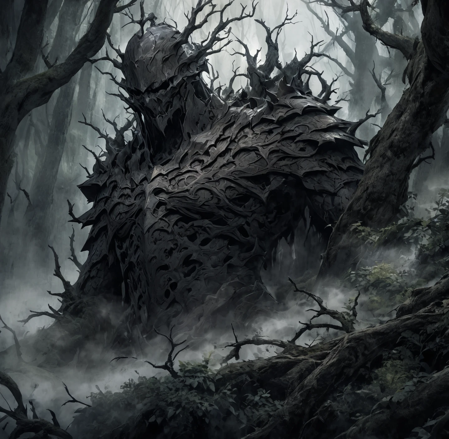Transform nuts into eerie, horror-themed entities within a nightmarish scene. Utilize dark, atmospheric elements and fractal patterns inspired by the unsettling work of H.R. Giger.