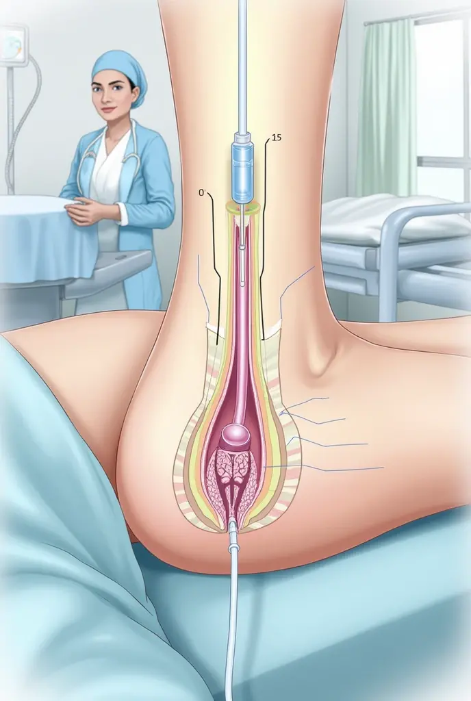 Make an image of doctor doing per vaginal examination 