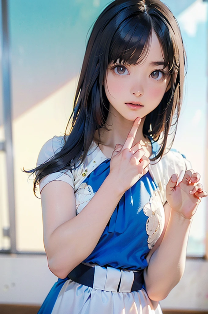 8K、cute、Adult Girl、detailed、Braid your hair in an intricate way、Looking into the camera、((SFW: 1.4)),((detailedな顔, Professional photography)), ((SFW, Race Queen, Grid Girls, skirt, Sleeveless, 1 Girl)), Ultra-high resolution, (Realistic: 1.4), RAW Photos, Highest quality, (PhotoRealistic Stick), concentrate, Soft Light, ((20-year-old)), ((Japanese)), (( (Young Face))), (surface), (Written boundary depth), masterpiece, (Realistic), woman, bangs, ((1 Girl))
