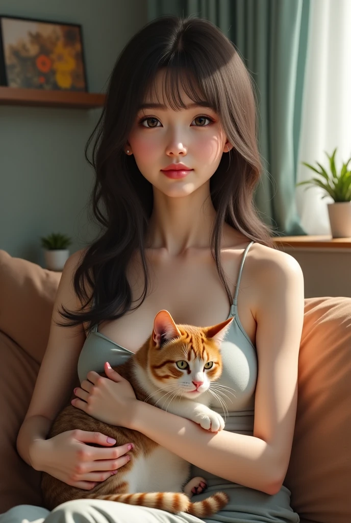 high picture quality、Photo quality、Cat's ears、Brown hair long、Brown eyes、Female nipple、Cat Hands