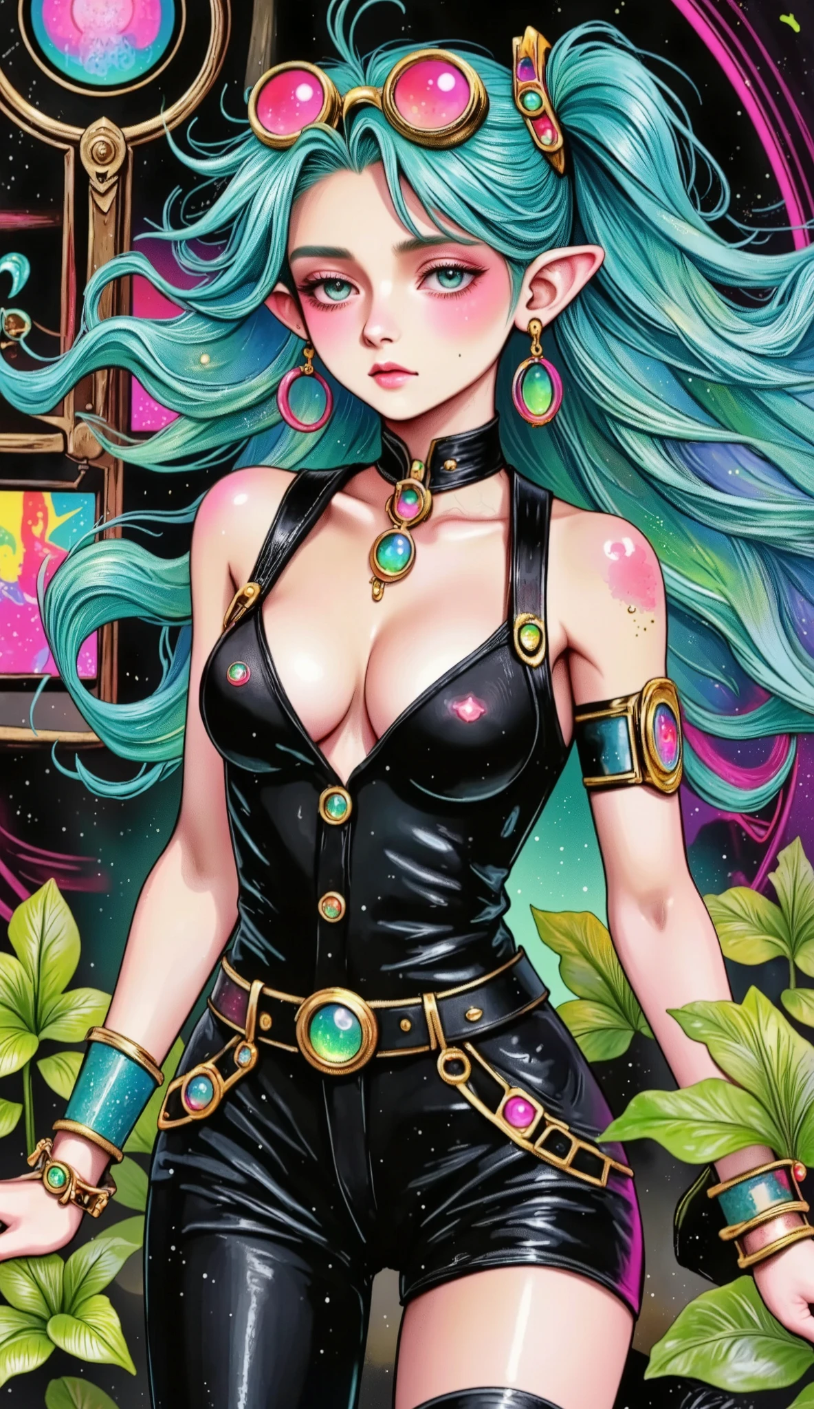 darkness, neon lights, general plan , Full body , Anatomically correct, hyper realistic :1.5, A beautiful cyberpunk girl , detailed face with big expressive eyes , long eyelashes , small nose, full lips, blue hair with neon pink reflections , and augmented reality interfaces , intricate cyberpunk fashion with neon details , en un fondo de ciudad distópica oscura con neon lights, skyscraper, and flying vehicles , 8K, photorealistic , film lighting , hyper Detailed, arte digital