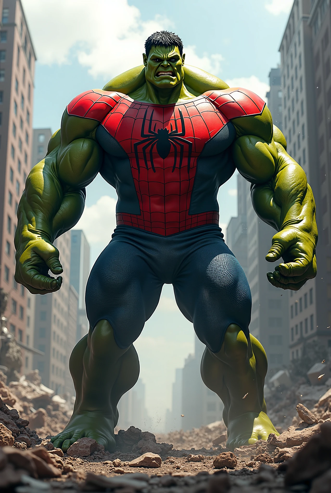 Hulk with huge multi-colored shoes