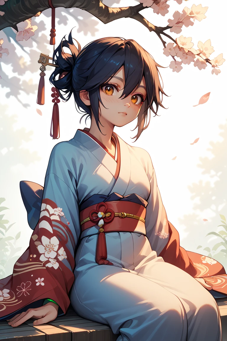 Teto Kasane sitting in a kimono