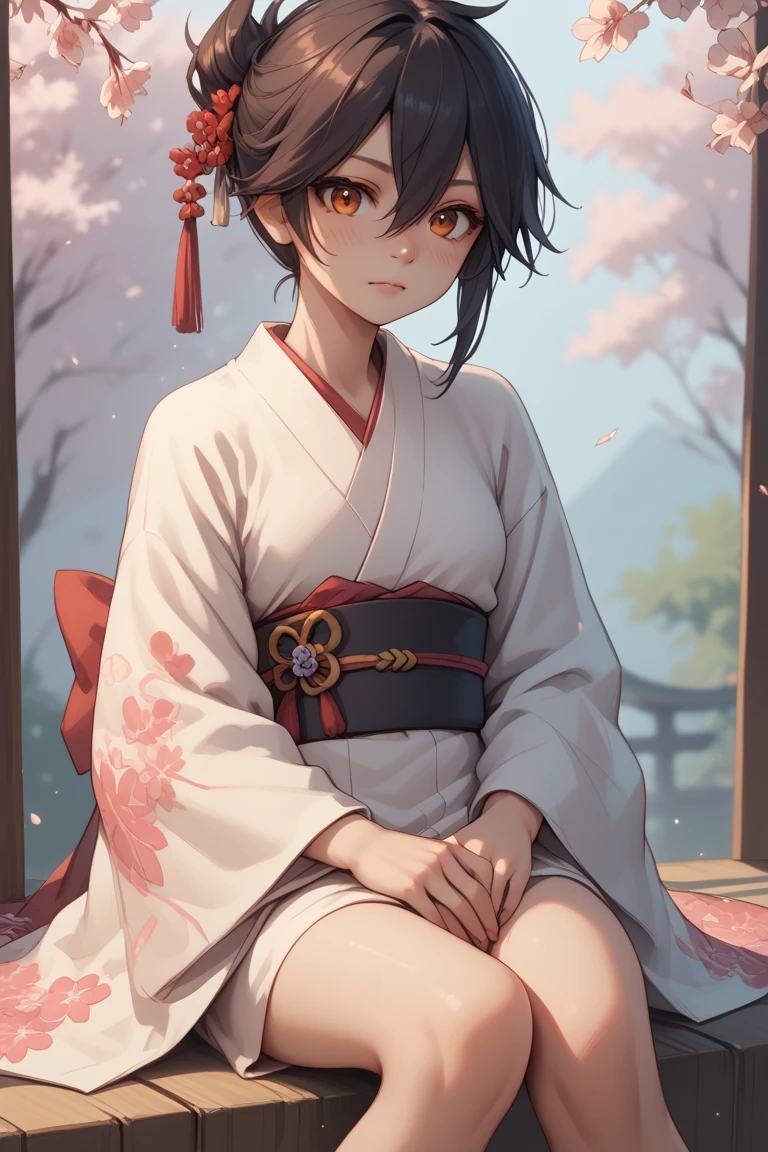 Teto Kasane sitting in a kimono