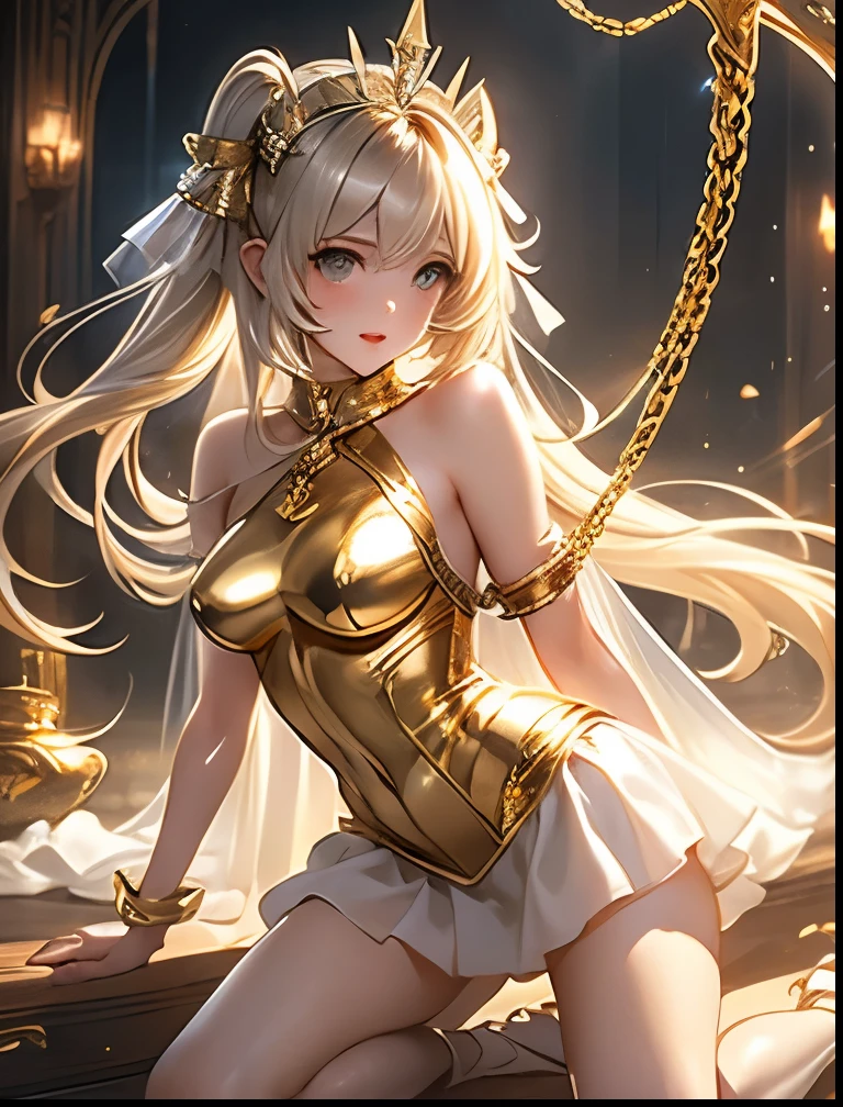 （（（ＳＦＷ、Precision、Highest quality、A first-class masterpiece、Normal body、8k、  Detailed Face 、Ultra-precision、 Normal hand、５refer to、Highest）））、 Gold and Silver Hair 、twin tail drill roll、 slender、clear、Pitiful、Pure、noble、Big Breasts、 Beautiful Gold Eyes 、 defeated saint 、 Whip 、Whipper 、 Gold Transparent Super High Leg Nipples Sheer Leotard Tone Mini Skirt Holy Armor、 Clear Erect Nipples、crown of light、 Light Cloak 、whip bondage 、 whipping 、 whip lead slave collar、Shy on all fours、The Fall of Slaves