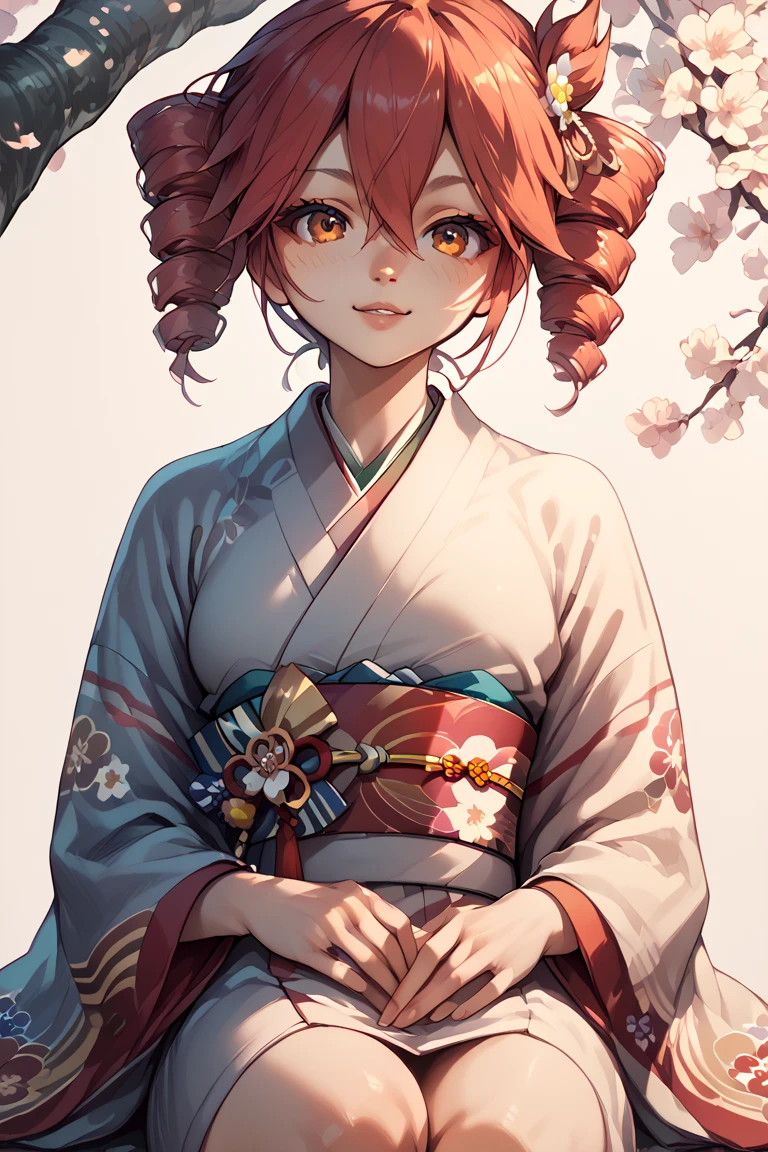 Teto Kasane sitting in a kimono