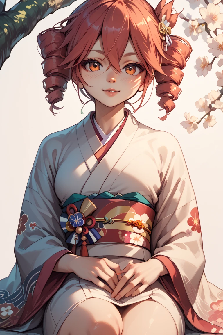 Teto Kasane sitting in a kimono