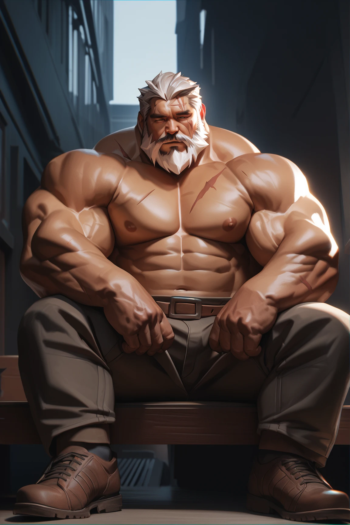 solo, 1boy, perfect anatomy, ground view, wrinkles skin, low shoot, down view, perfect proportional, thick body, thick thighs, big eyes, smile, perfect fingers, big hand, fingers. Huge Muscular Old man with short hair, wearing soldier uniform, shoes ,(soldier uniform, soldier 🪖), view from side, pectoral, thick arms, huge pectoral, wide pectoral, white hair, white beards, fire background, VFX fire, masterpiece, semirealistic:1.2, high detailed, 8k, high resolution, perfect center, full view. ((really big muscle, massive muscular, sixpack, thick arms, wide pectoral, super huge muscle, hyper muscular, over sized muscle, huge arms, big arms, huge pectoral))