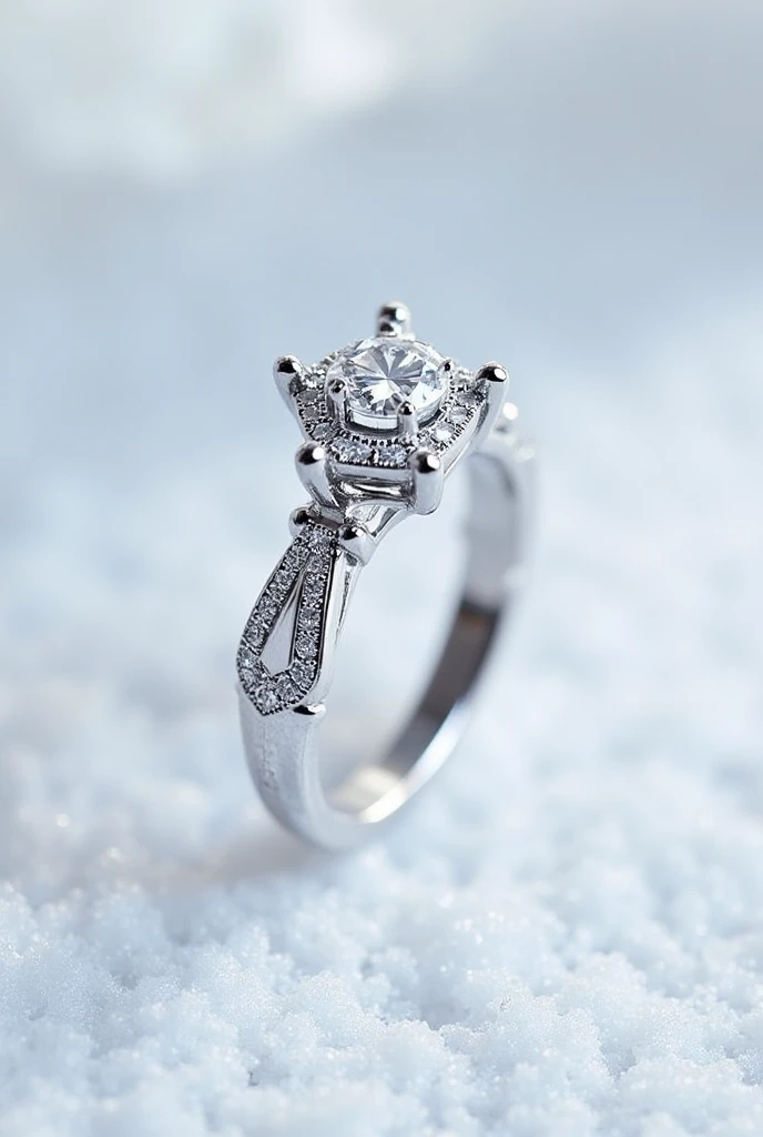 Description of the Ring :
The band has an intricate design that resembles the gentle curves and turns of an ice rink {x} The engagement ring is designed with a theme that evokes the grace and elegance of figure skating. The band is made of polished platinum , the excellence and stardom of the . Small marquise-cut diamonds arranged in a pattern reminiscent of snowflakes .
### Design Details :
- **Center Stone **: A brilliant-cut diamond of 1 .5 carats , The diamond is set in a star-shaped frame . you can engrave a special phrase or the date of the engagement , symbolizing the achievements of the skater in her career .
- ** Additional Stones **: Here is a detailed description of a unique and elegant engagement ring , adorning both sides of the central stone . ideal for a skater of world-renowned figure skating .
- ** Band Details **: The band has subtle engravings of bay leaves , a symbol of victory and achievement , highlighting the achievements of the skater in her career .
- **Finish**: The band has a polished finish , evoking the marks and traces that the blades leave on the ice , symbolizing the light and brightness that the skater brings to the world .
### Additional elements :
- **COLORS**: with small relief details that add texture and depth , skater symbolizing strength and durability of the shared love .
- ** Personalization **: Inside the band , representing the ice and the free spirit of the skater , to add a personal and meaningful touch .