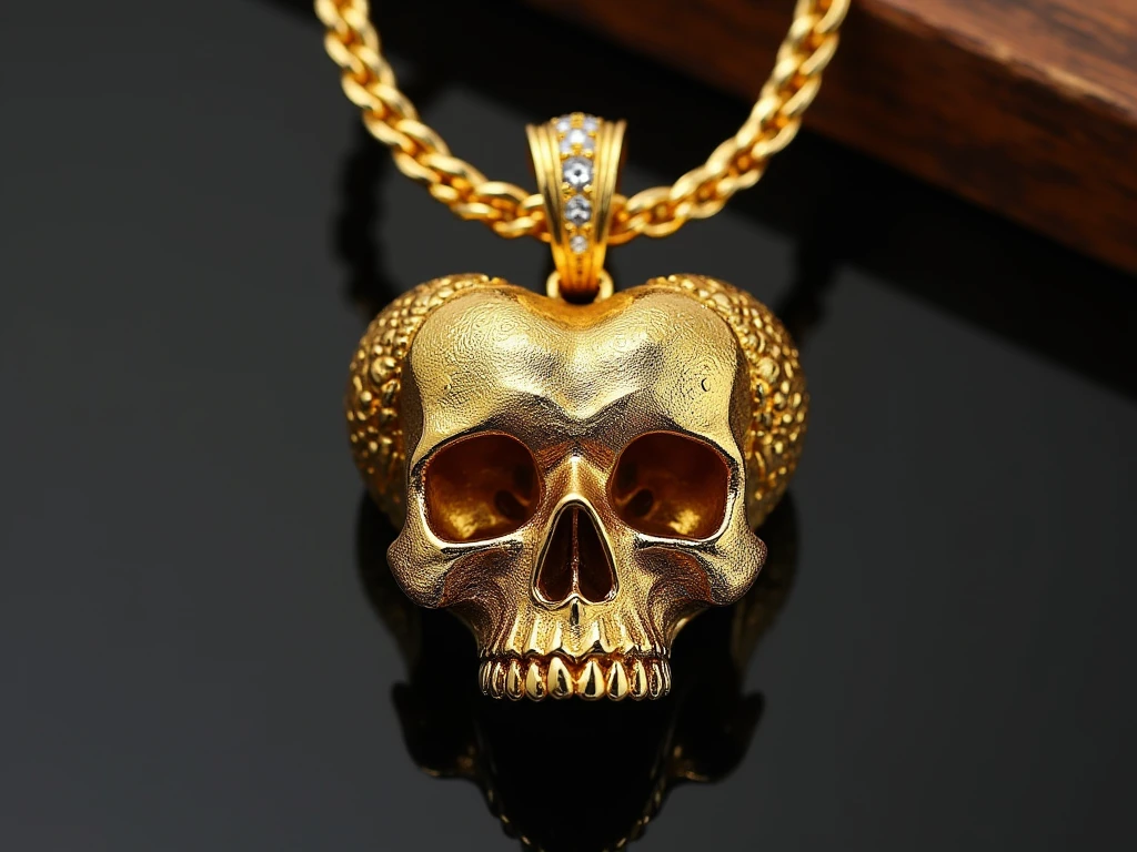 Make a skeleton head pendant gold and diamonds