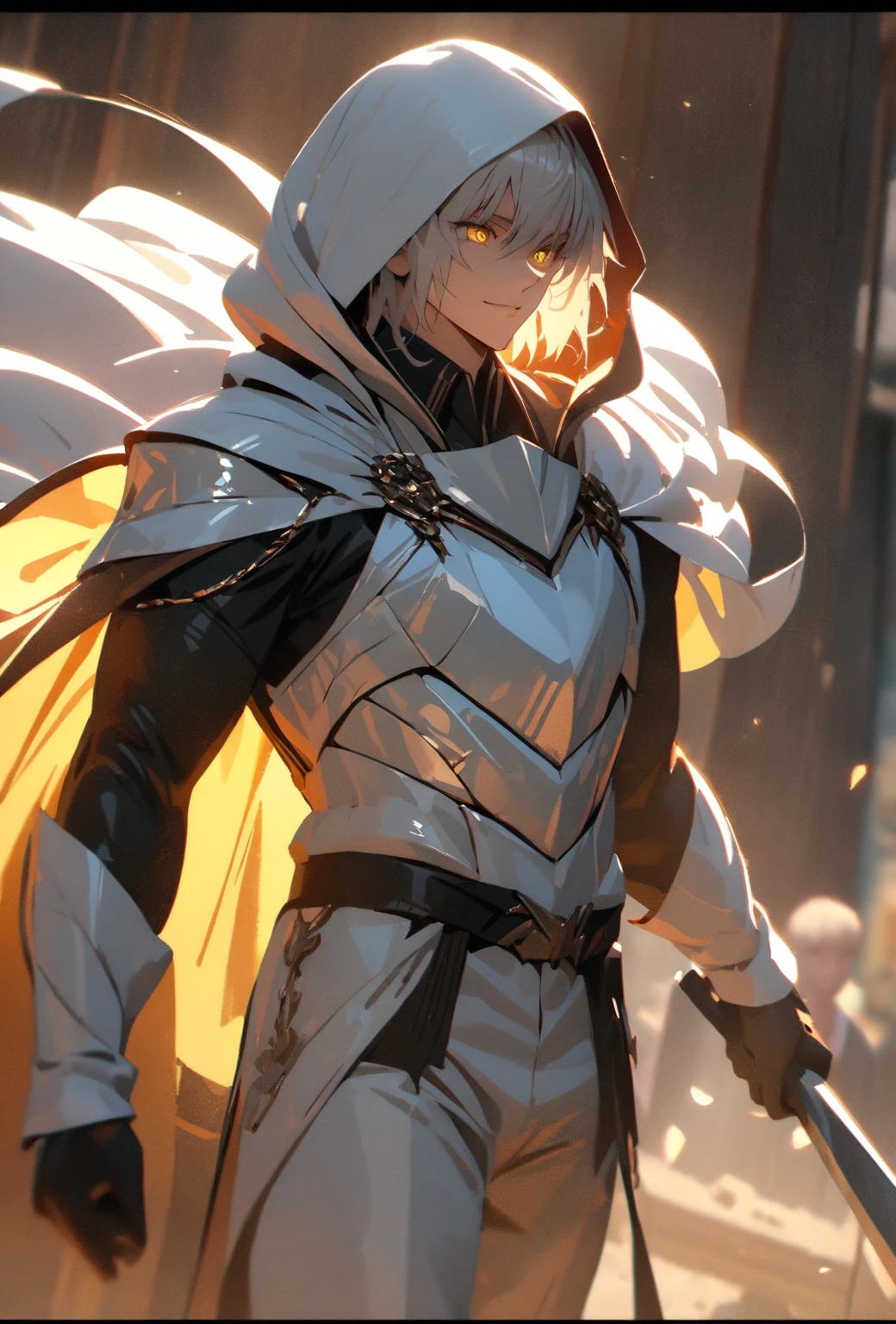full-length, guy, crumbling body, fragile arms, smoldering flames, short gray hair