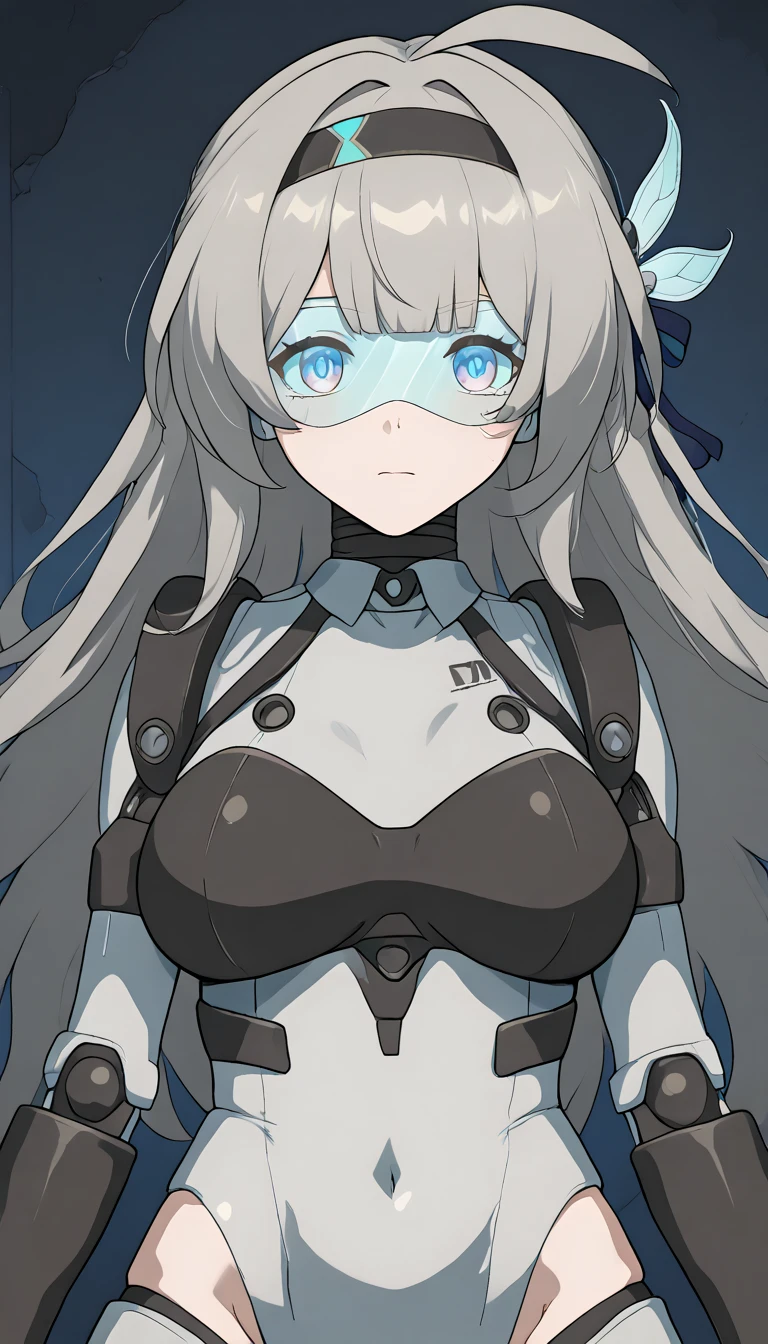 masterpiece, best quality, extremely detailed, (8K, 4K, Best Quality, hight resolution, 超A high resolution:1.1), ,8k portrait, Japaese android Girl,Plump , dark black leg cover,announcer,control panels,android,Droid,Mechanical Hand, Robot arms and legs, Black Robot Parts,white long hair,Mechanical body,Blunt bangs,perfect mechanical abdomen,black robotics parts,perfect robot woman,future laboratory,cyber pank,charging spot,laboratory,long tube,thick cable connected her neck,black ceramic body ,perfect mechanical body, black robot body,lod antenna,mechanical ear cover,android,robot humanoid,black sponge joints,The removable cover is in the groin,The connection port is in the groin,opened chest panel,access panel on the chest,opened breast panel,perfect mechanical breast,perfect black machine body,perfect black android body,She has repaired,assembly plant,no human skin,visor,mistyrobot,robot joint,doll joint,robotization,mecha musme,robot transformation,dress,android,fellatio,yuri,lesbian,Firefly(honkai star rail)