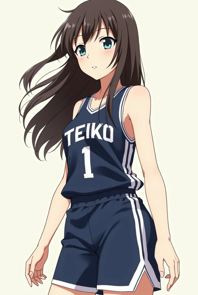 highres,detailed,best quality,honma meiko,1girl,full body,solo,long hair,aqua eyes,smile,looking at viewer,clothes writing,short sleeves,t-shirt,bare legs,barefoot,sitting,simple background,white background,