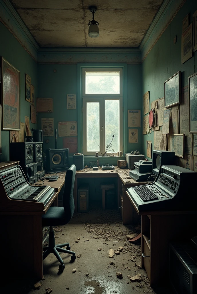 Trashed Recording Studio Abandoned home recording studio - SeaArt AI