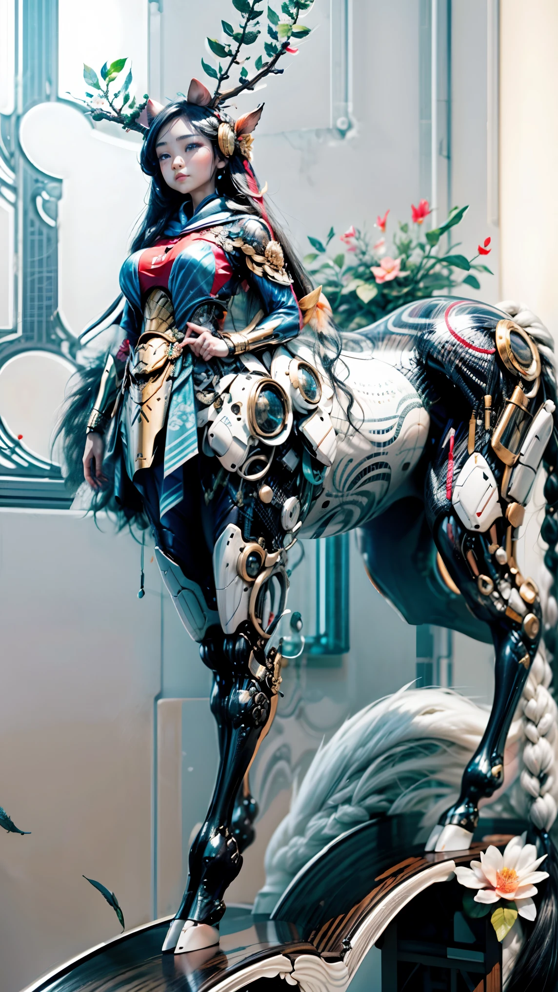 (A female centaur:1.5, female: Centauro, Meio humano, meio cavalo, meio cavalo, meio cavalo:1.5), melhor qualidade, obra prima, detalhada, 8k