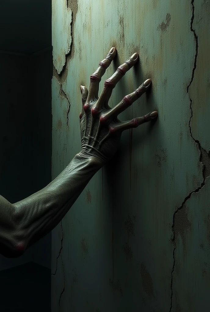 Highest quality,4K,8K,High resolution,masterpiece:dark,Horror,Spooky,scared,Spooky elements,Spooky,scared,A giant hand crawled out of the hole