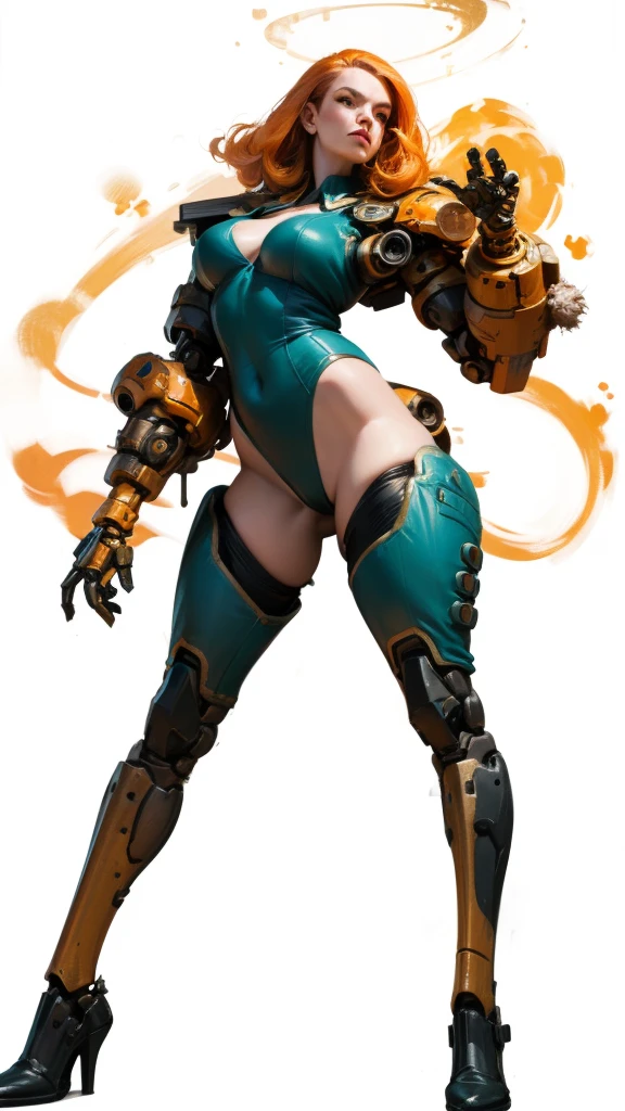 Anime - Stylistic image of a woman with red hair and green eyes, 《Overwatch》Moira, made with anime painter studio, drawn in anime painter studio, Anime style portrait, concept headshot art, 《Overwatch》Brigitte, anime character portrait, Art Style WLOP, Redhead female cyberpunk,