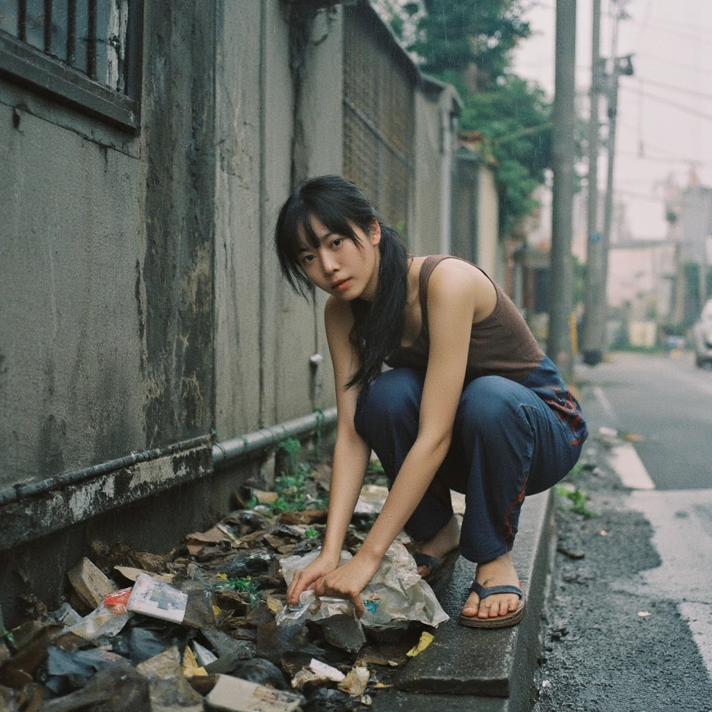 Abandoned prison,Sexy standing pose,A lot of rubbish scattered on the ground,confusion、Clutter、Clutter、Dirty,Dilapidated,Catastrophic,Highest quality,Full body portrait(1:1),Delicate face,18-year-old girl,Thin and slim body,skinny,Small Bust,barefoot,junk,Exhibitionism,Exhibitionism,No clothing is worn,I don't have any clothes