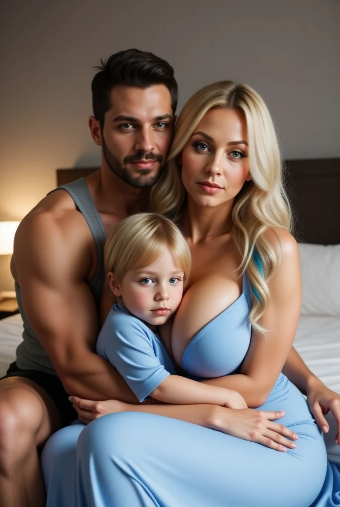 sexy American MODEL actress PAMELA ANDERSON with young small SON , mom seducing SON in kitchen, sexy mom hUGGING with younger boy, PERFECT FACE, BIG BREAST, SON GRABBING TITS