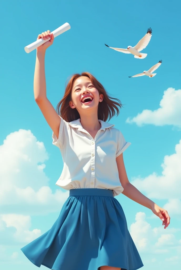 Girl Flying in the Sky、Cute smile、Cute face