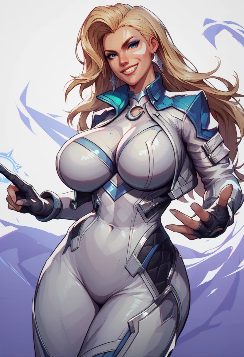 (huge breasts:1.2), score_9, score_8_up, score_7_up, score_6_up, expressiveh, dagger_rivals, 1girl, solo, cowboy shot, blonde hair, long hair, eyeliner, blue eyes, moon mark, earrings, from front, cropped jacket, bodysuit, white bodysuit, white clothes, fingerless gloves, blue details, looking at viewer, purple background, geometric shapes score_9, score_8,score_7, score_6,perfect quality, best quality, skin texture, 1girl, indoors, cowboy shot,,seductive,dynamic pose, gotonai_dagger,blonde,jacket, bodysuit, face tattoo,smile,looking at viewer, smirk,dynamic pose:1.2, (white background, simple background:1.3)
