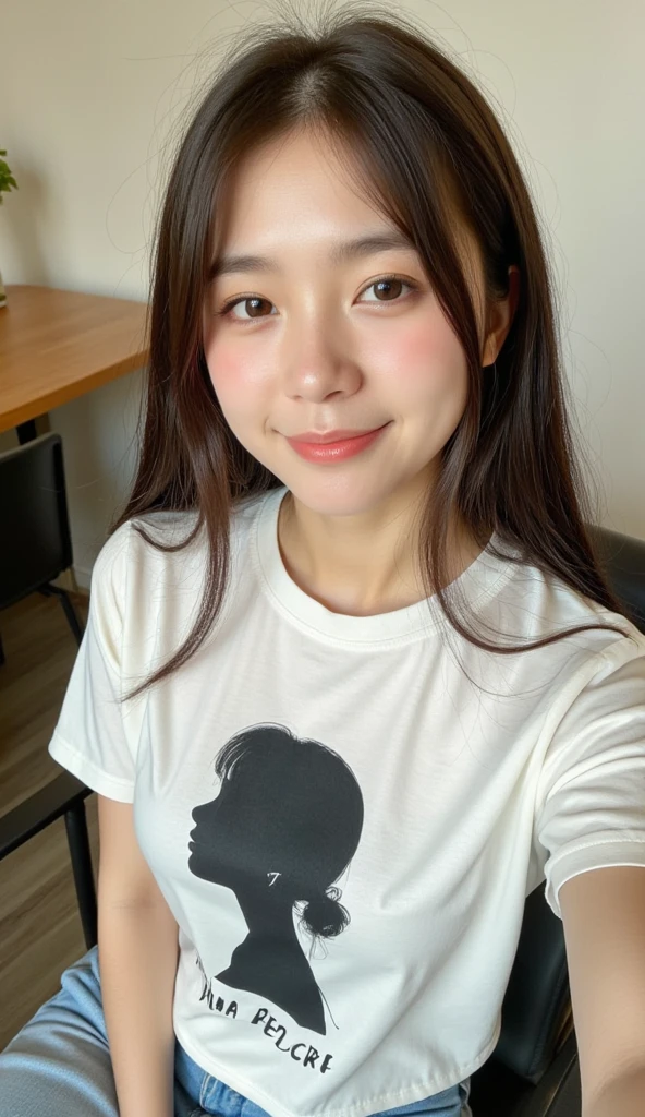 Standing on the bed in a black shirt, 2 years old, Good morning, Happy expression,big eyes,Black fluffy short hair,Best quality,
