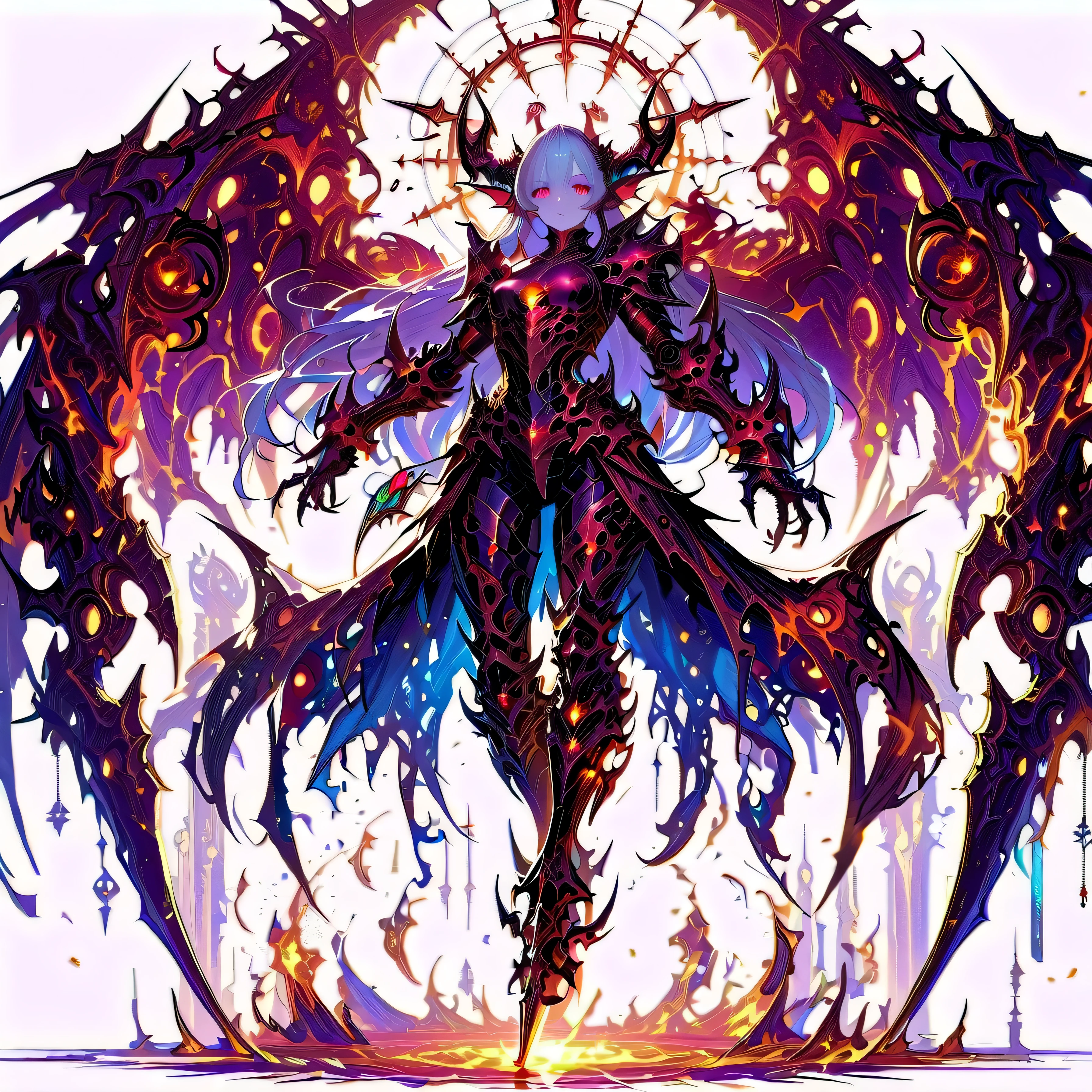  Closeup of a demonic creature with fire and flame,  Gorgeous Supreme Demon Lord ,  Demon's Soul Concept Art ,  symmetrical epic fantasy art, Armor Reminiscent of Fire , Demon King ,   shadowverse style, Good Quality Hell Art ,  anime fantasy art , Epic Anime Artwork ,  Armor Inspired by Demon Dragons ,  EPIC FANTASY ART STYLE HD 
