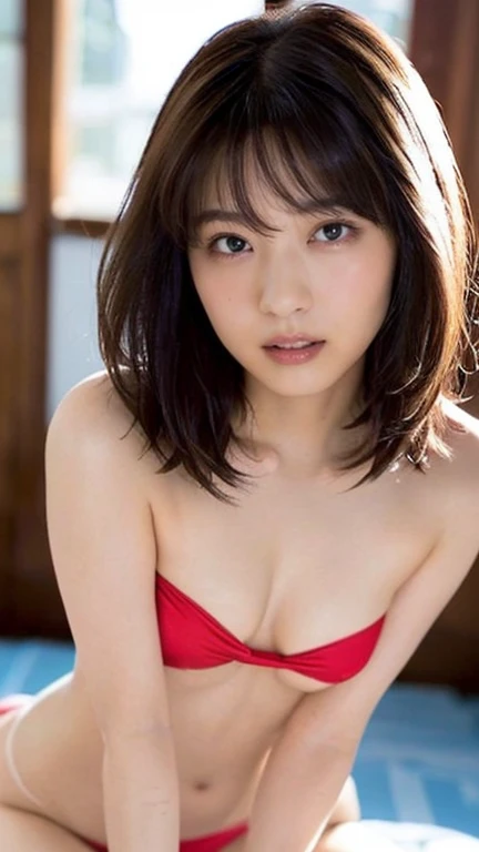 1girl, soft lights,smile, (8k, RAW photo, best quality, masterpiece:1.2),(realistic, photo-realistic:1.37), large breast, topless, spread legs,cute girl, realistic body, fair skin, glowing skin , slim body, handsome body, black hair , short hair, (blunt bangs:1.2), smile, cute, youthful, cute face, realistic face, delicate eyes, drooping eyes, topless, earrings, looking at viewer, facing front, dynamic lighting, highly detailed beautiful girl, highly detailed face, highly detailed eyes, highly detailed skin, highly detailed fingers, highly detailed nose, very detailed detailed mouth , perfect anatomy, ((whole body)), (nipples peek:1.1), ((nsfw)),(white pantie:1.1), showing off panties, ((very beautiful nipples))