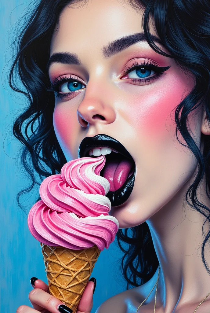 the sexy girl from the ice cream shop, magic, fantasy,(best quality, 4k, 8k, high resolution, masterpiece: 1.2), ultra-detailed, (realistic, photorealistic, photorealistic : 1.37), intricate details, vivid colors, sharp focus, professional, Dave McKean artwork, surreal oil touch, oil painting style, portrait, woman, beautiful detailed eyes, beautiful detailed lips, dreamlike atmosphere, game of shadows, soft lighting, fun pose, dark tones, ethereal background, fantasy elements, texture, layered composition.,art inspired by Bill Sienkiewicz and Dave McKean
