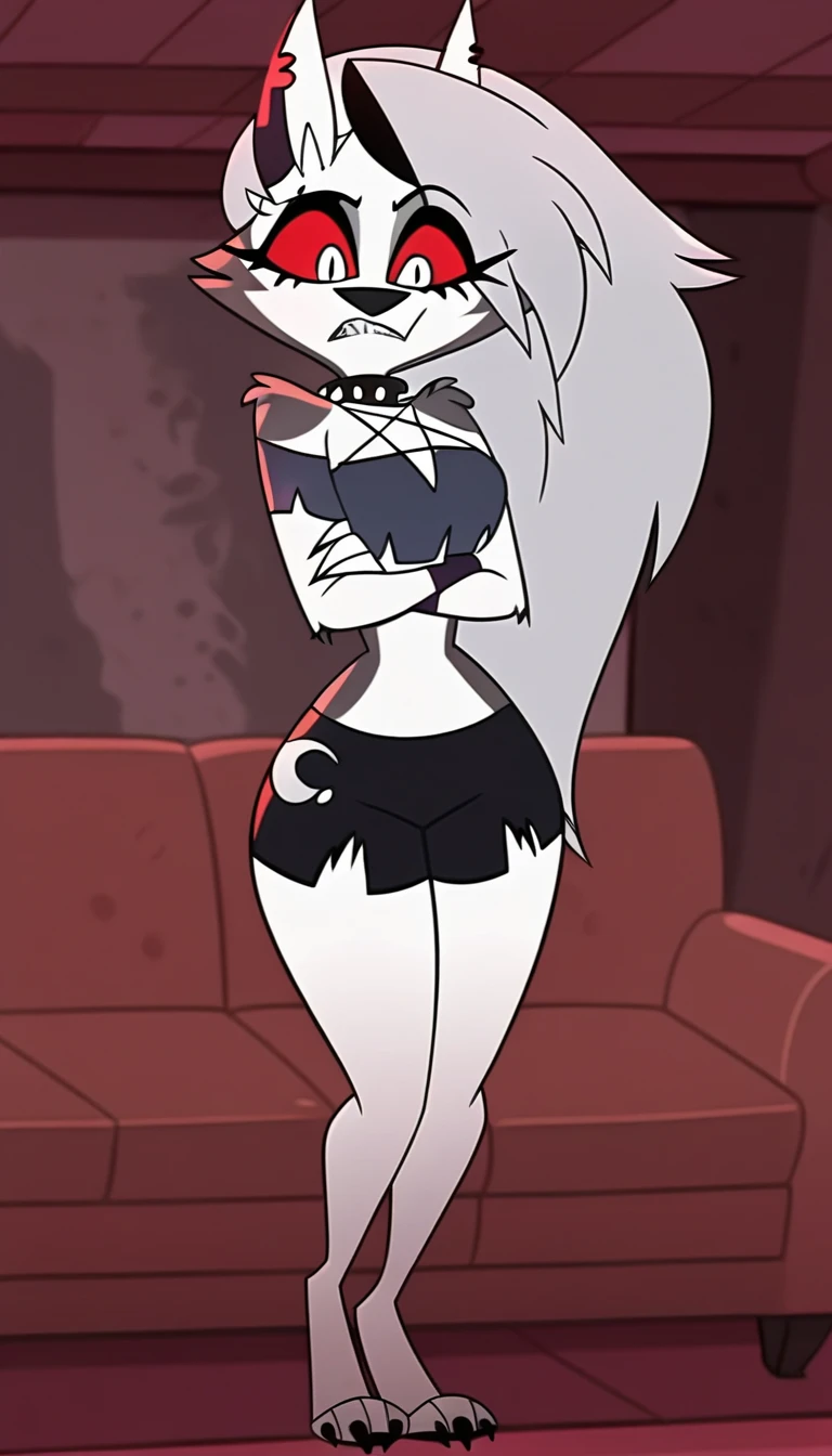 inflatable, glossy skin, shiny skin, thigh highs, nozzle on the Belly button, Human Loona
