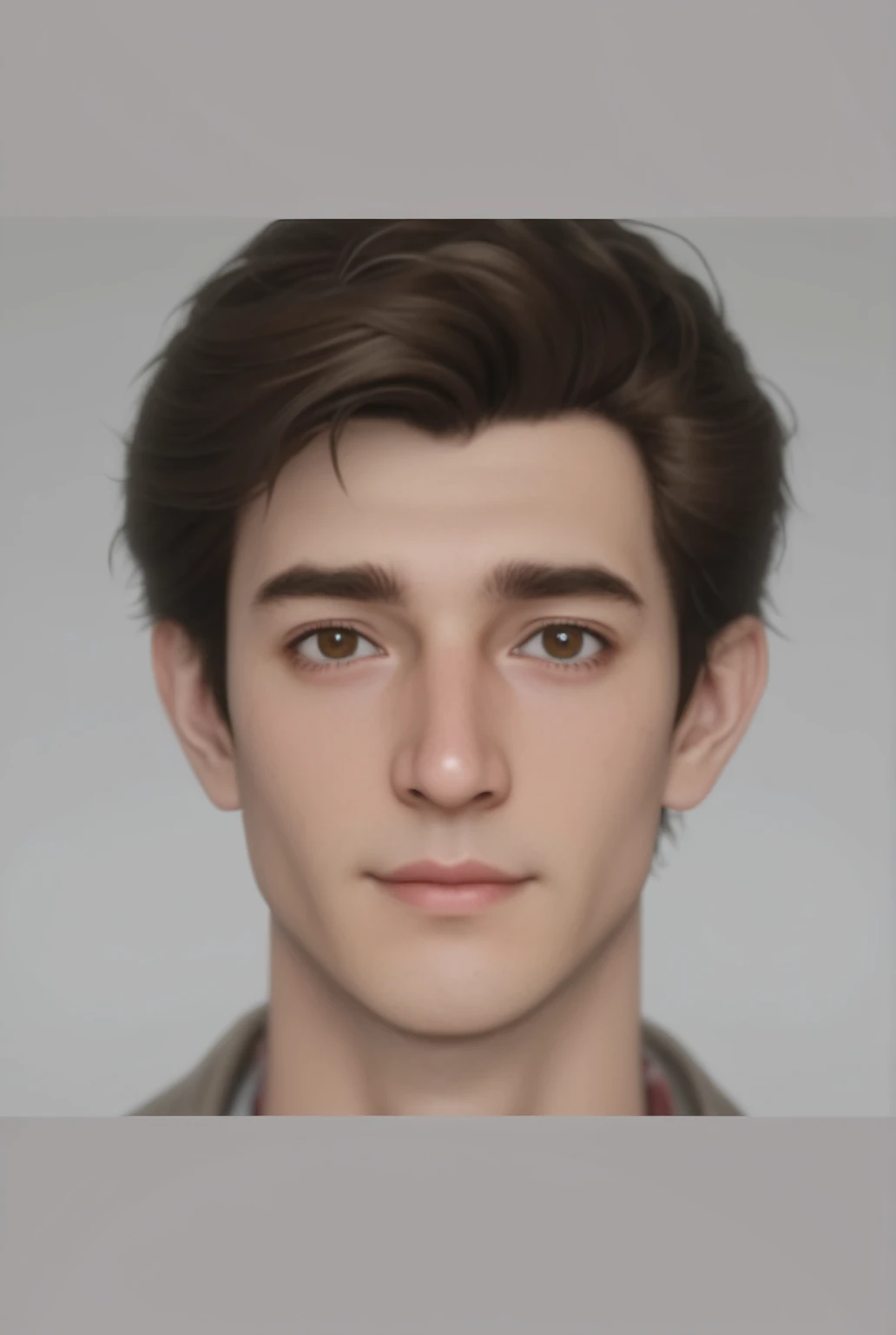 There is a man ( , handsome college boy ) 20 years, with short hair and suit , asistente hiper realistic , sujeto hiper realistic , Chico anime realistic , anime style realism , estilo de arte anime realistic , estilo de arte de anime realistic , Estilo anime 3D realistic , Portrait of an anime boy , artwork in the guweiz style , Detailed Portrait of an anime boy , incredible anime face portrait . model, of Irish origin ( beautiful) y Anglo-American ( beautiful), I just saw the spectator , retrato( realistic :1.4), (:1.0), hazel eyes , eyes (perfect,Serious),eyelash( perfect girl ),shirt, eyebrows (perfect), dyed hair (brown ), perfect hair , straight hair (perfect), ( secretario professional ), hairstyle type (deshilachado ), oval and elongated face , square face , triangular chin , thin face, slim build , ( Detailed , ultra ,,- Detailed , high Detailed , ultra realistic 8K CG, obra de arte perfect girl chica , lyrical), wooden table , flores, Internal, expression(carefree, Serious) , no earning, film, bokeh, professional, 4k, Dynamic and very detailed lighting , fotor realistic , 8K, raw, rico, Intricate Details , Peter Parker(spiderman)