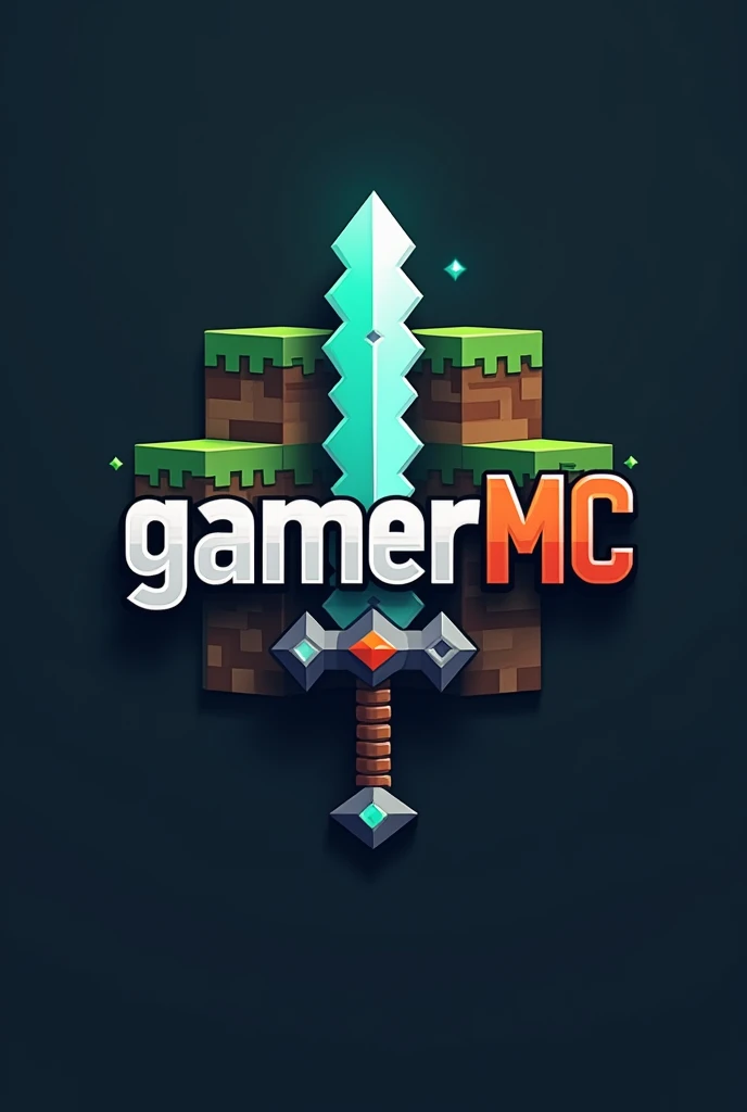 Logo for Minecraft and the text that says Gamermc and a sword in the middle